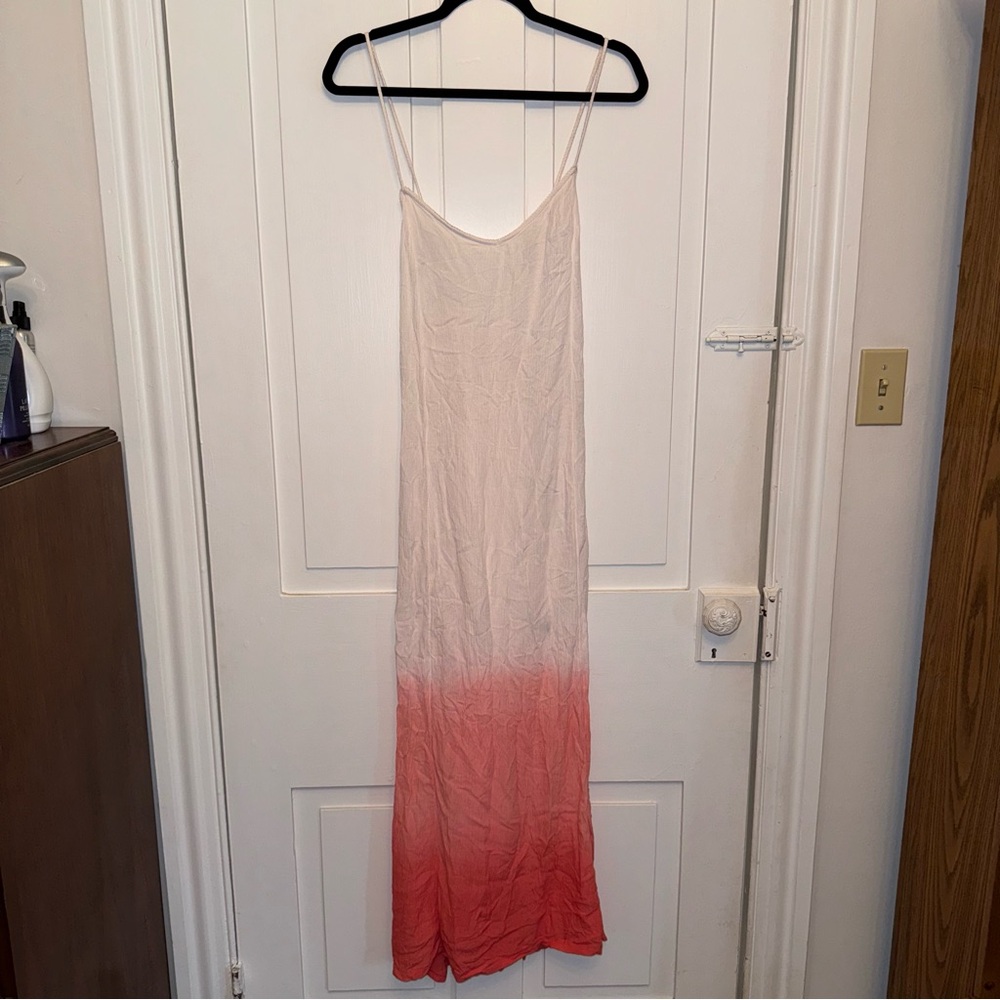 ✨aerie pink & white cross back sheer maxi dress✨
